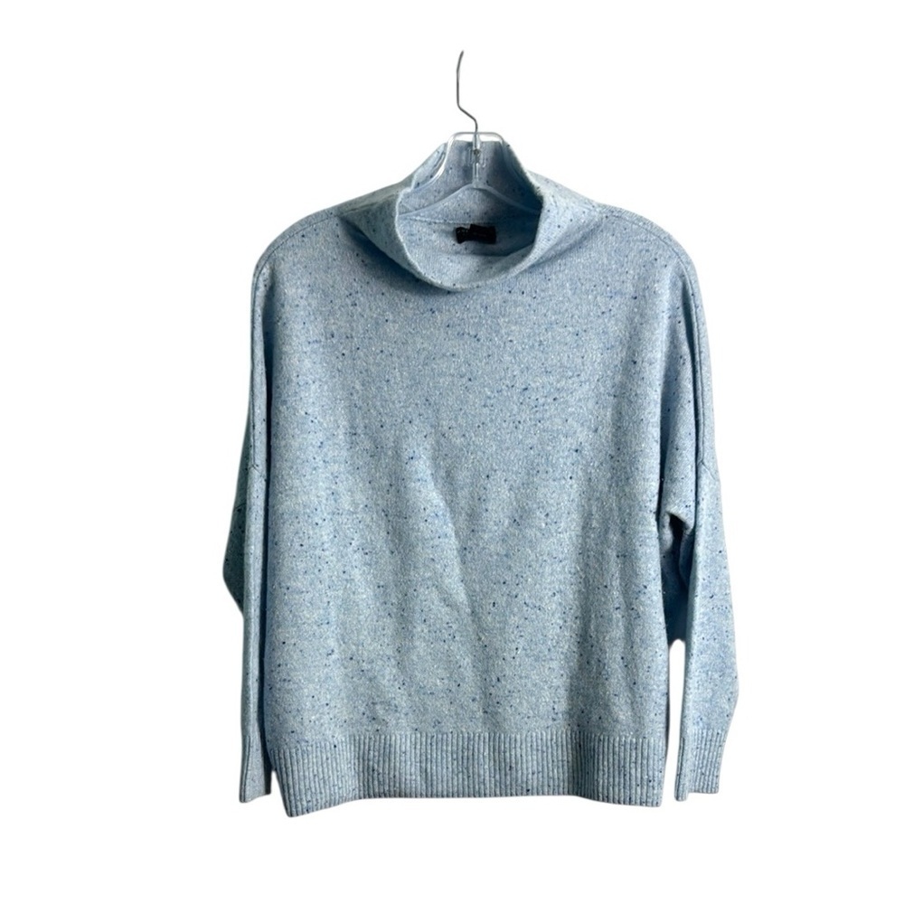 100% Cashmere Only Mine Blue Speckled Mock Neck Sweater Size Small‎